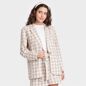 NWOT A New Day Women’s Gingham Check Blazer Cream